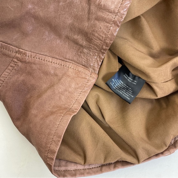 LAMARQUE Kiyoshi Washed Leather Biker Jacket in Tigers Eye - Picture 8 of 10